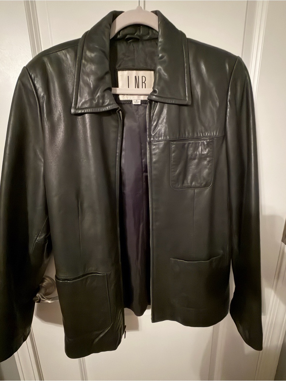 Source Unknown black Leather Bomber Jacket